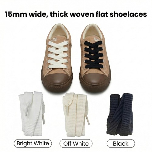 15mm wide flat cotton laces - 15mm,