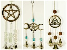 Hanging Garden Mobile Windchime Pentagram  Triquetra Sunshine Triple Moon