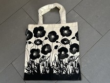  Vintage Debenhams ‘Betty Jackson’ Canvas Tote Bag Black Poppy Design