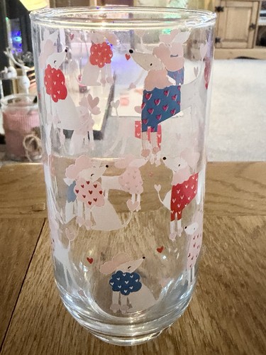 Cute poodle drinking glass - cute,