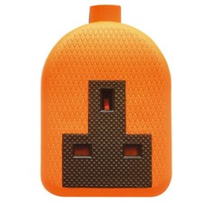 13A SINGLE EXTENSION TRAILING SOCKET RUBBER BLOCK 1 GANG ORANGE IMPACT RESISTANT