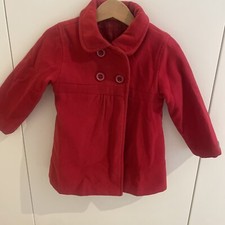 Girls Elle Red Wool Knee Length Coat Age 18 Months 