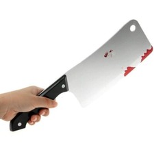 Bloody Butcher Cleaver Knife Realistic Kitchen Prop Halloween Fancy Dress