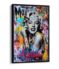 COOL MARILYN MONROE PORTRAIT GRAFFITI FLOAT EFFECT FRAMED CANVAS ART PIC PRINT
