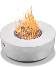 Luxury Outdoor Gas Fire Pit Table Round Eco-Stone Patio Heater Adjustable Flame