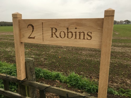 Oak house sign with post - with,
