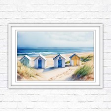 Beach huts framed picture - beach,
