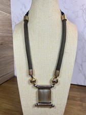 Marni Designer Statement Mixed Tone Metal Work & Resin Pendant Necklace 908