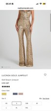 Nadine Merabi Lucinda gold jumpsuit size 12  (one detachable strap one broken)