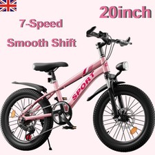 20inch Kids Bike Girls Pink Bicycle 7-Speed Gears Cycling Outdoor Disc Brake UK