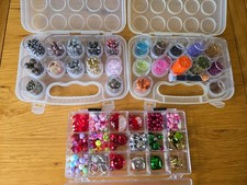 Job Lot Beads ,Bells And Sequins In Plastic Cases Craft Room Clear Out 