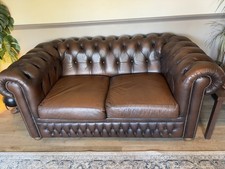 Saxon Chesterfield Leather Sofa Bed , 2 Seater.