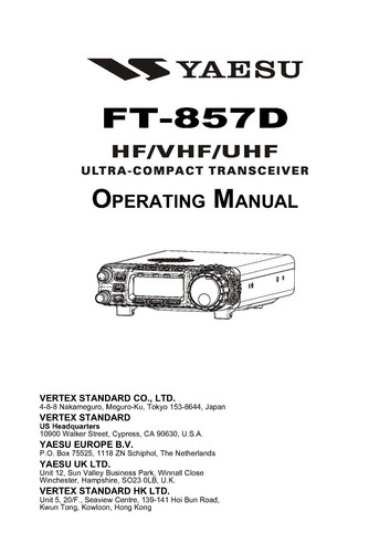 Operating instructions for - operating,