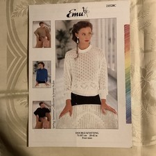 Emu knitting pattern 21528C. DK lacy sweater & cardigan 28-42" Original