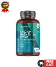 Calcium Magnesium Zinc and Vitamin D Supplement 1+Year Supply 400 Vegan Tablets