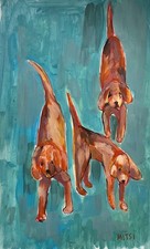 Running Dogs Naive Folk Art