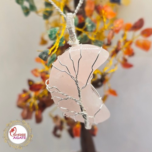 Natural rose quartz moon - natural,