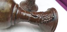 A True Pair of Vintage Studio Pottery Stoneware Viking Goblets with Grapes deco
