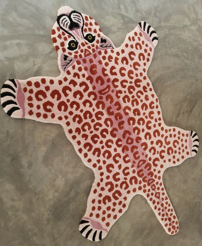 Pink leopard rug - pink,