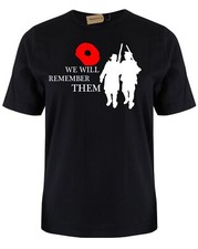 We Will Remember Mens T Shirt  S -XXXL  Remembrance day poppy soldier war