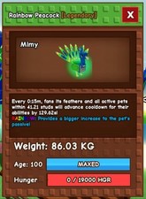 🌱Grow A Garden🌱Rainbow/Nightmare Titan Peacock 15S NO TOY! Fast 💨DELIVERY