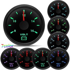 2'' 52mm Voltmeter Volt Meter 8-16V Voltage 12V 7 Colors LED For Car Boat Truck 