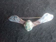 Deco Egyptian Revival brooch Winged Scarab Beetle Lovely Unmarked Silver 4.5cm 