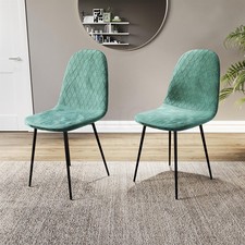 Set of 2/4/6 Dining Chairs Upholstered Fabric Chair Kitchen Home Metal Legs UKFR