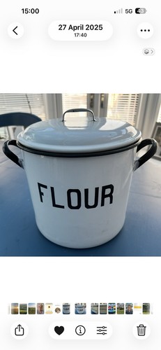 Vintage enamel flour bin - enamel, 12