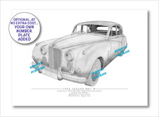 Jaguar Mk7 M hand-drawn A5