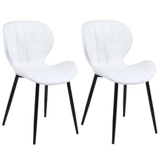 2x Living Dining Room Square Pattern Cushioned PU Leather Padded Designer Chair