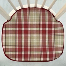 TERRACOTTA (RUST) TARTAN CHECK SPINDLE BACK CHAIR SEAT PADS 17" WIDE X 15" DEEP