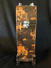 Oriental themed decorative wood/bamboo wine box fair condition