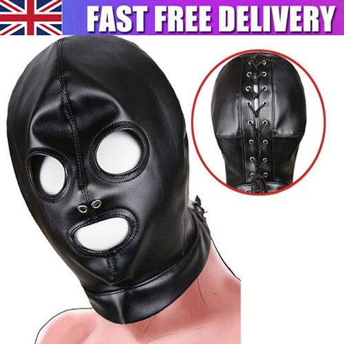 Bondage leather hood mask - leather,
