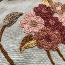 Old World Weavers Mallika Crewel Fabric 27" x 31” Teal Rose Wool Cotton India