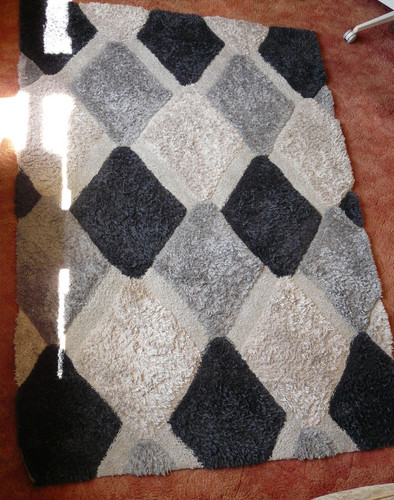 Large grey geo shaggy rug - shaggy, rug'