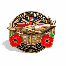 Spitfire Red Poppy Badge, 80th