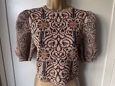Zara Jacquard Top Puff Sleeve