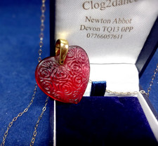 LALIQUE NECKLACE CLEAR OR PINK ROSES STUNNING HEART PENDANT
