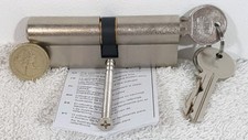 UNION EURO Cylinder Lock Nickel Steel 90mm Length 45/40 3x Keys & Instructions 