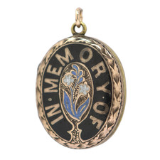 Victorian Enamel 'IN MEMORY OF' Locket Pendant