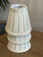 Set Of 3 Vintage Cream Pleated Silk Lined Bulb Clip Lamp Shades Antique 5 In 