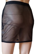 GIRLS/WOMEN  16" SEE THROUGH FISHNET FITTED MICRO MINI SKIRT