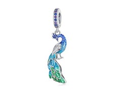 Blue Enchanting Peacock S925 Sterling Silver Bead Charm for Women Mum Sister Nan