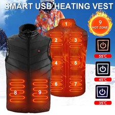 Men Women USB Electric Heated Vest Warm Gilet Winter Thermal Heating Jacket Coat