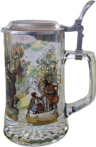 Vintage glass beer stein mug - glass,