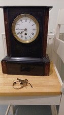 antique Victorian brevete marble clock with key and pendulum working