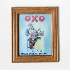 Vintage OXO Advert Print – Framed Retro Kitchen Wall Art – Culinary Decor