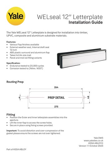 Yale welseal letter - welseal, 12”