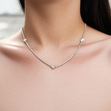 Tiffany & Co. Platinum Elsa Peretti Diamonds by the Yard Three Diamond Necklace